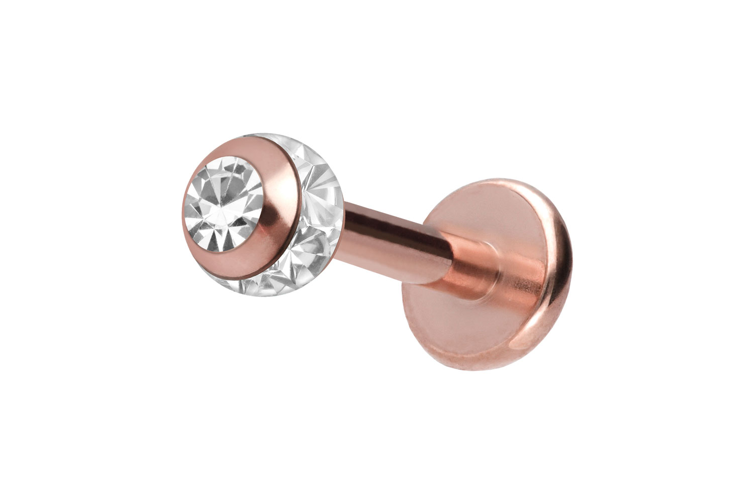 Chirurgenstahl Labret Piercing EPOXY-RING-KUGEL + KRISTALL